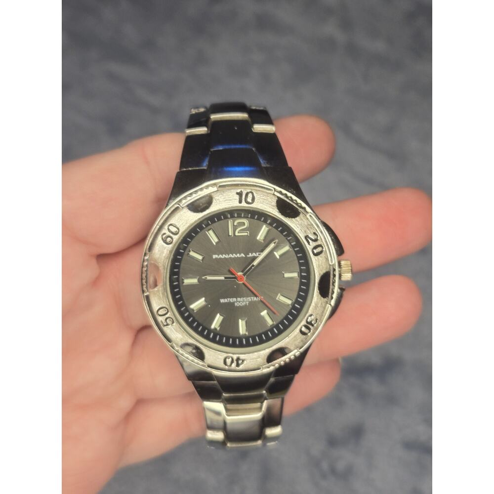 Panama Jack Beach Runner Men's Quartz Wristwatch Stainless Steel Black Dial WR